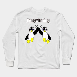 Cute Penguin Hi 5  Pengwinning Long Sleeve T-Shirt